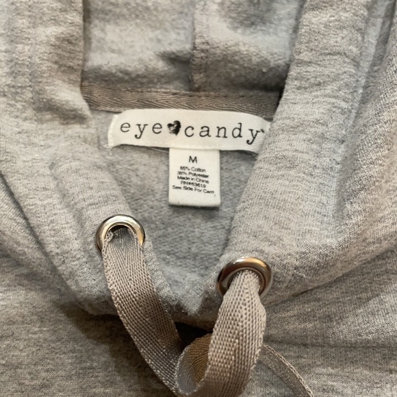 Women’s/ teens gray hoodie with rainbow trim - Picture 3 of 4